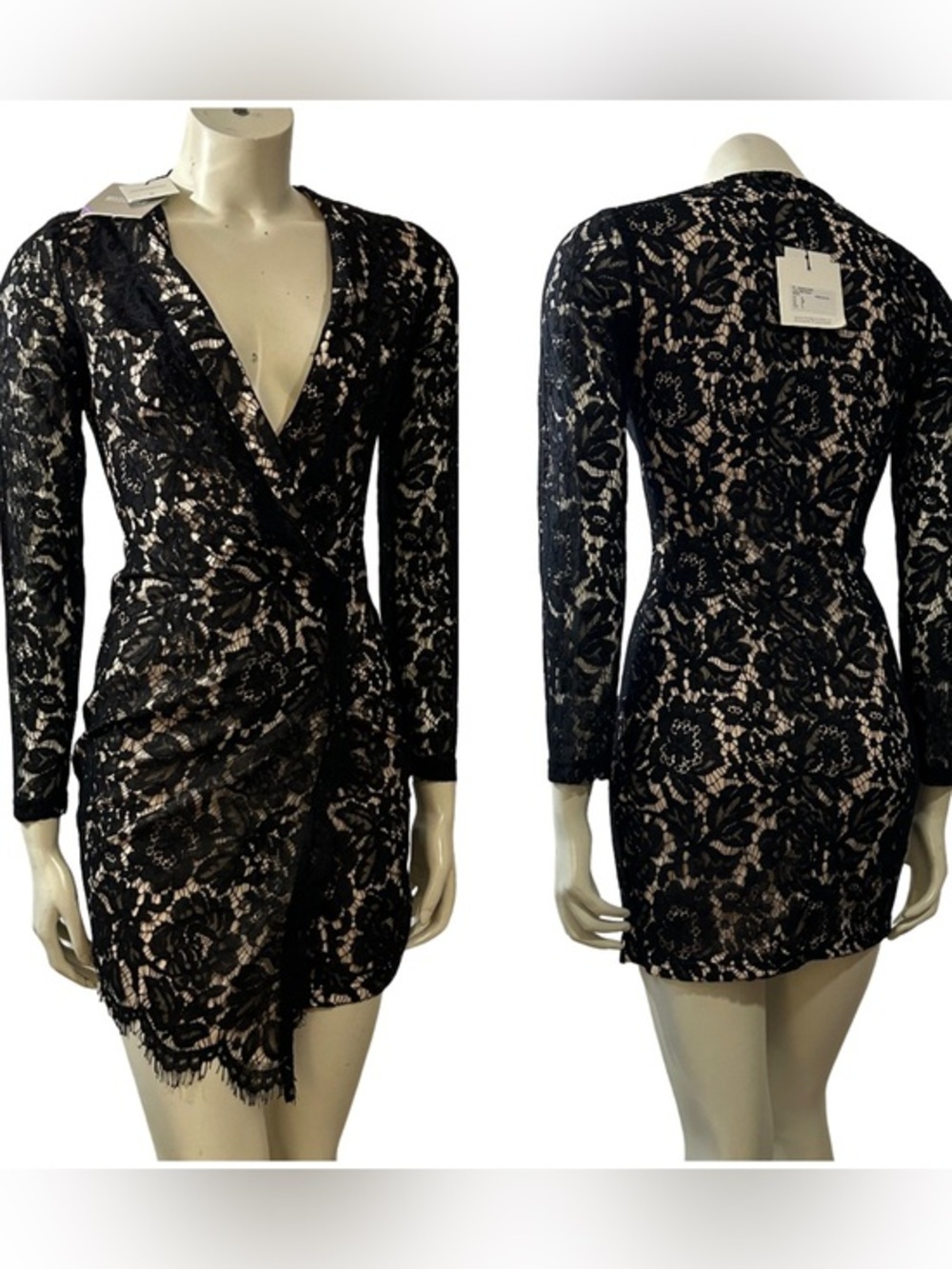 Nwt Missguided Gorgeous Black Lace Wrap Blazer Mini Dress